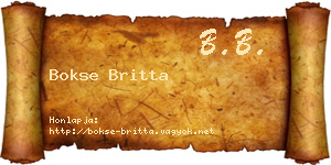 Bokse Britta névjegykártya